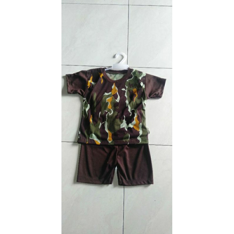 KAOS LORENG ANAK MOTIF BRIMOB KOMBINASI POLOS PENDEK