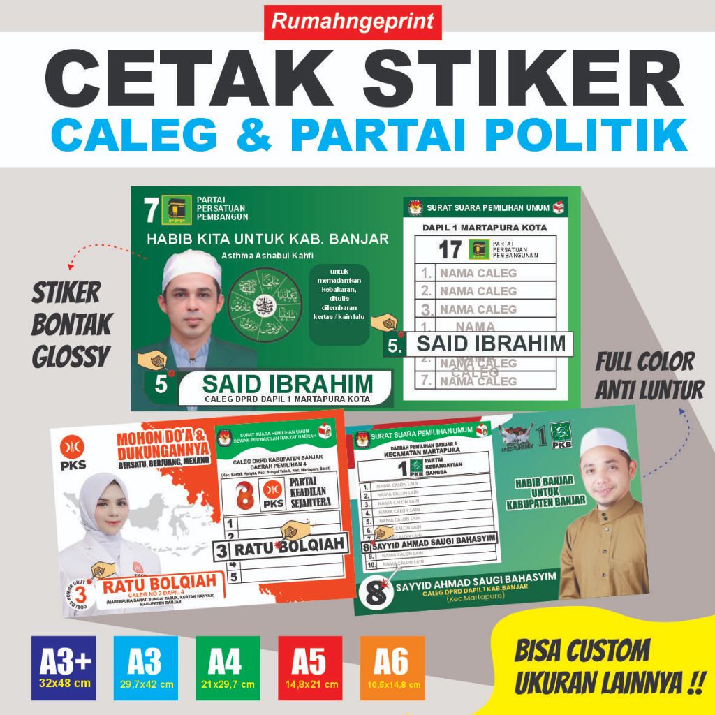 

JUAL CETAK STIKER CALEG