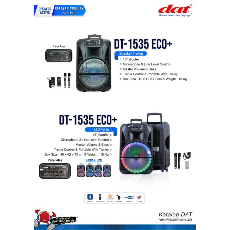 ASLI MURAH SPEAKER 15" DAT 1535 ECO+ BLUETOOTH KARAOKE
