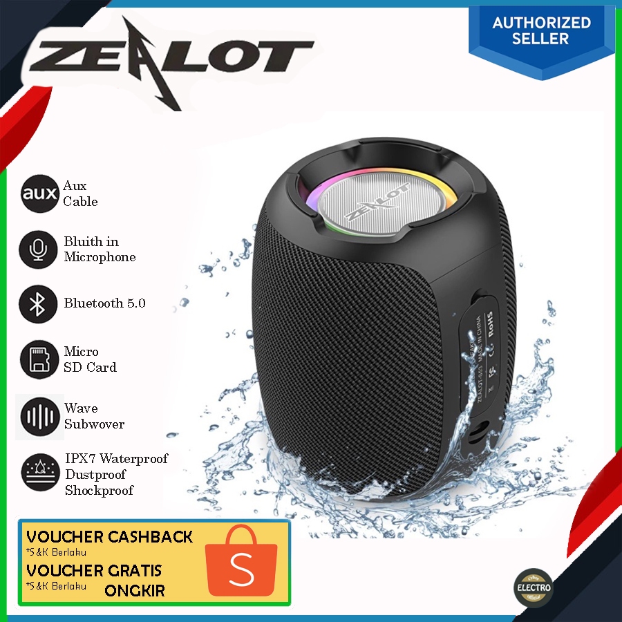 ZEALOT S53 Speaker Portable Stereo RGB IPX7