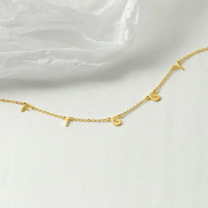 Kalung Nama Inisial Huruf Berlapis Emas Kalung Titanium Anti Karat