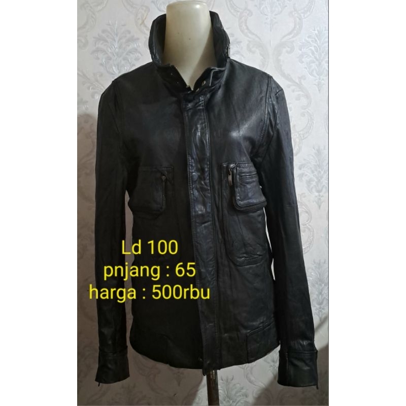 Jaket kulit domba asli model Truker ada hudi