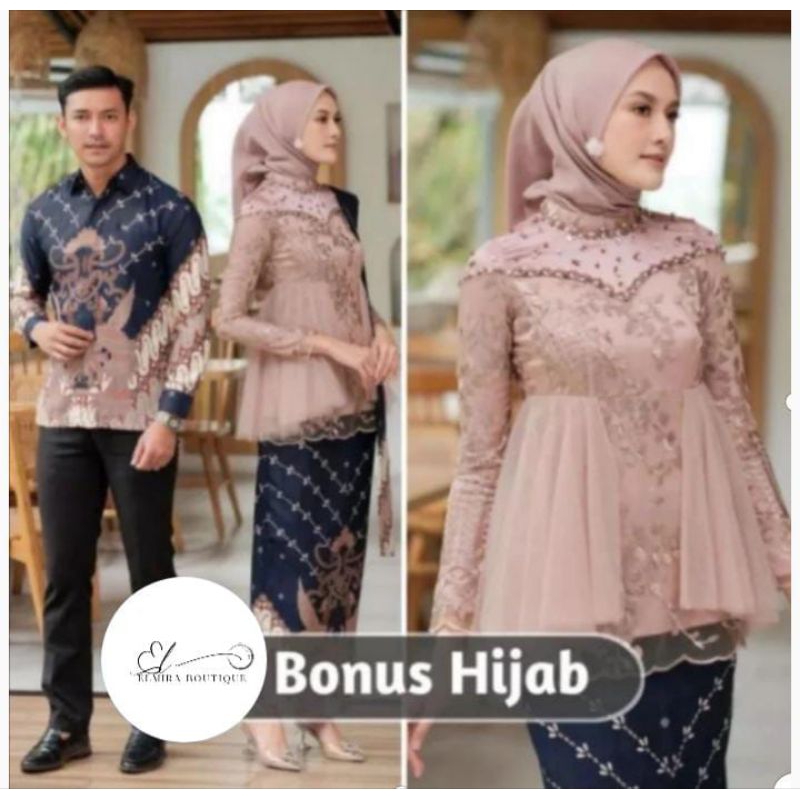 Kebaya Batik Couple Lamaran Kebaya Wisuda Kebaya Tunangan Kebaya Brukat Mewah Kebaya couple lebaran 