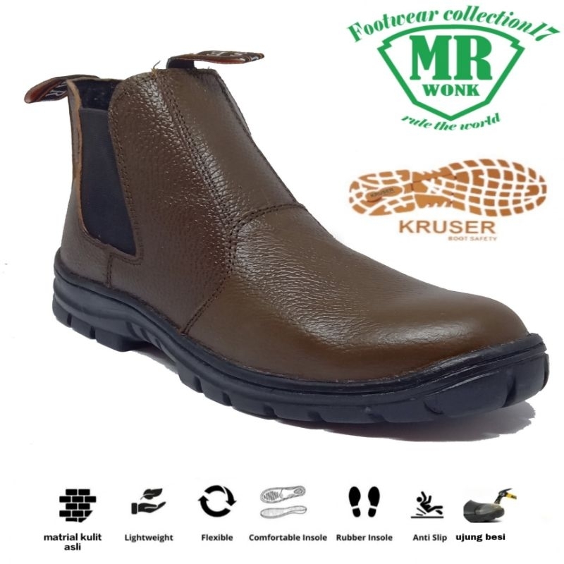 SEPATU SAFETY KRUSHERS MURAH/SEPATU PRIA/SEPATUSAFETY KULIT ASLI SOL KARET UJUNG BESI 001