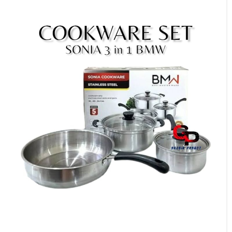 COOKWARE SET 3 IN 1 SONIA BMW PANCI STAINLESS STEEL