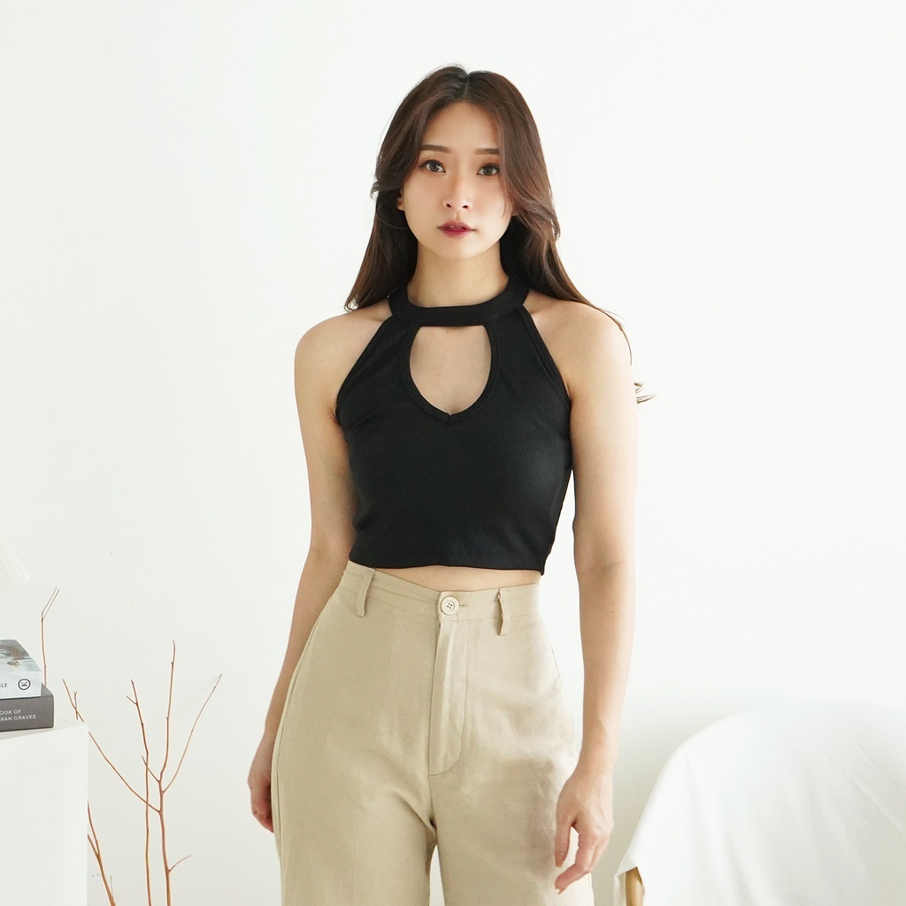 Disya Tanktop | Korean Basic Halter Tank Top U-Neck