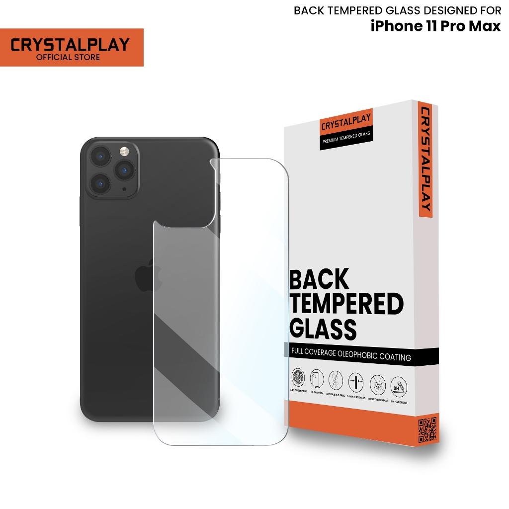 CrystalPlay Anti Gores Belakang iPhone Back Tempered Glass for iPhone 11 PRO MAX Clear 9H Full Cover