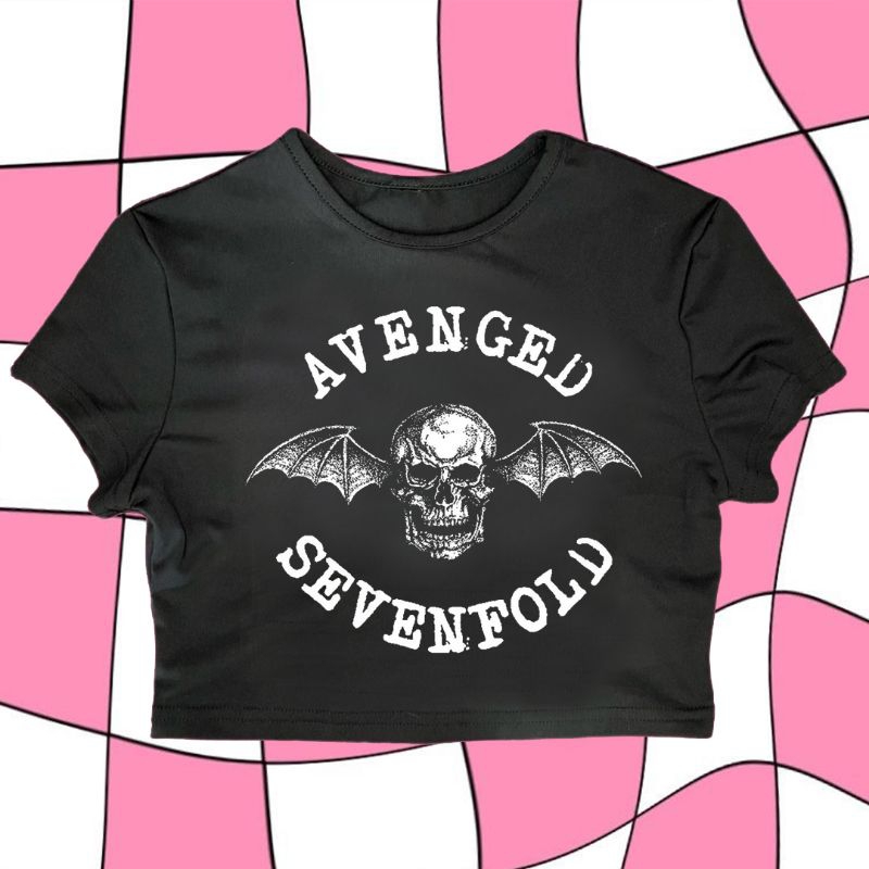CROP TOP BAND AVENGED SEVENFOLD | CROP TEE SLIM FIT | Y2K SHIRT | BABY TEE METAL | BAJU BAND METAL