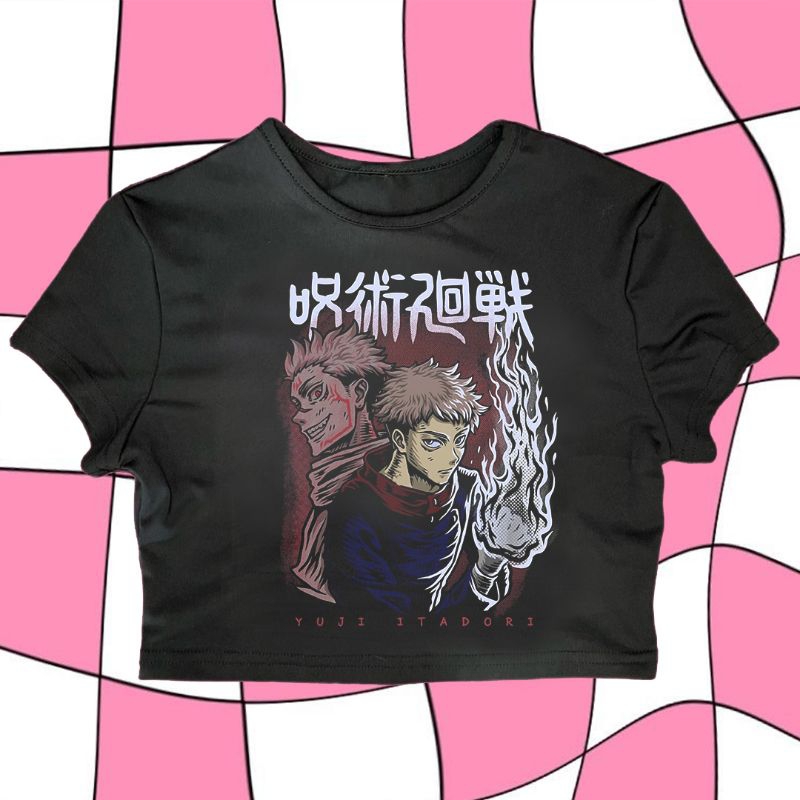 CROP TOP ANIME JUJUTSU KAISEN "ITADORI YUJI" | CROP TEE SLIM FIT | BABY TEE ANIME | Y2K SHIRT