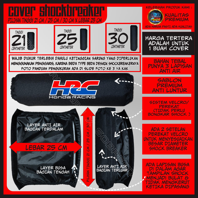 SARUNG PELINDUNG PENUTUP COVER SOKBREKER SHOCK BREAKER BELAKANG MOTOR HRC ANTI AIR