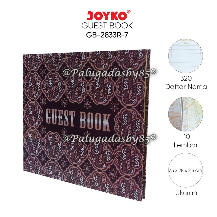 

(1 Biji) GROSIR Buku Tamu JOYKO GB-2833R-7 10 Lembar / Guest Book Buku Tamu Daftar Undangan Batik Joyko GB-2833R-5 / Buku Tamu Joyko GB-2833 R / Joyko GB2833 R / Joyko GB 2833