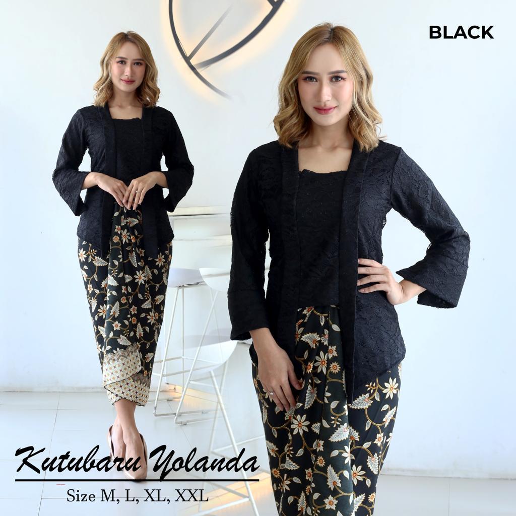 TERMURAH kebaya kutubaru warna hitam set kebaya kutubaru moderen kekinian rok lilit kebaya pesta wis