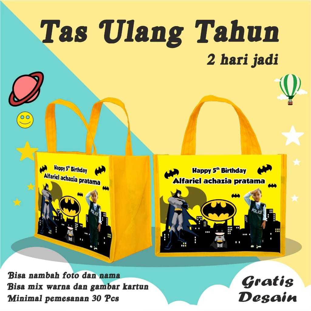 

Tas ultah custom nama dan foto / Goodie bag Ulang Tahun / Souvenir Ultah