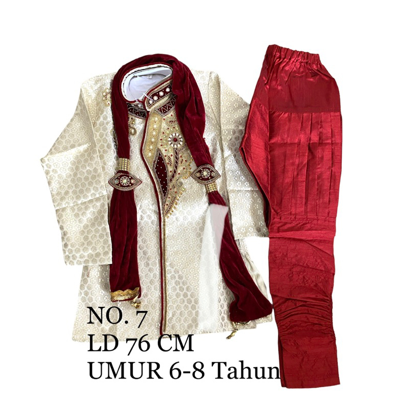 SHERWANI ANAK NO. 7 UMUR 6-8 TAHUN / BAJU LEBARAN ANAK COWOK / SHERWANI ANAK INDIA / BAJU KURTA ANAK