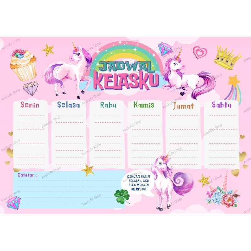 

Mini poster jadwal pelajaran sekolah A4 murah