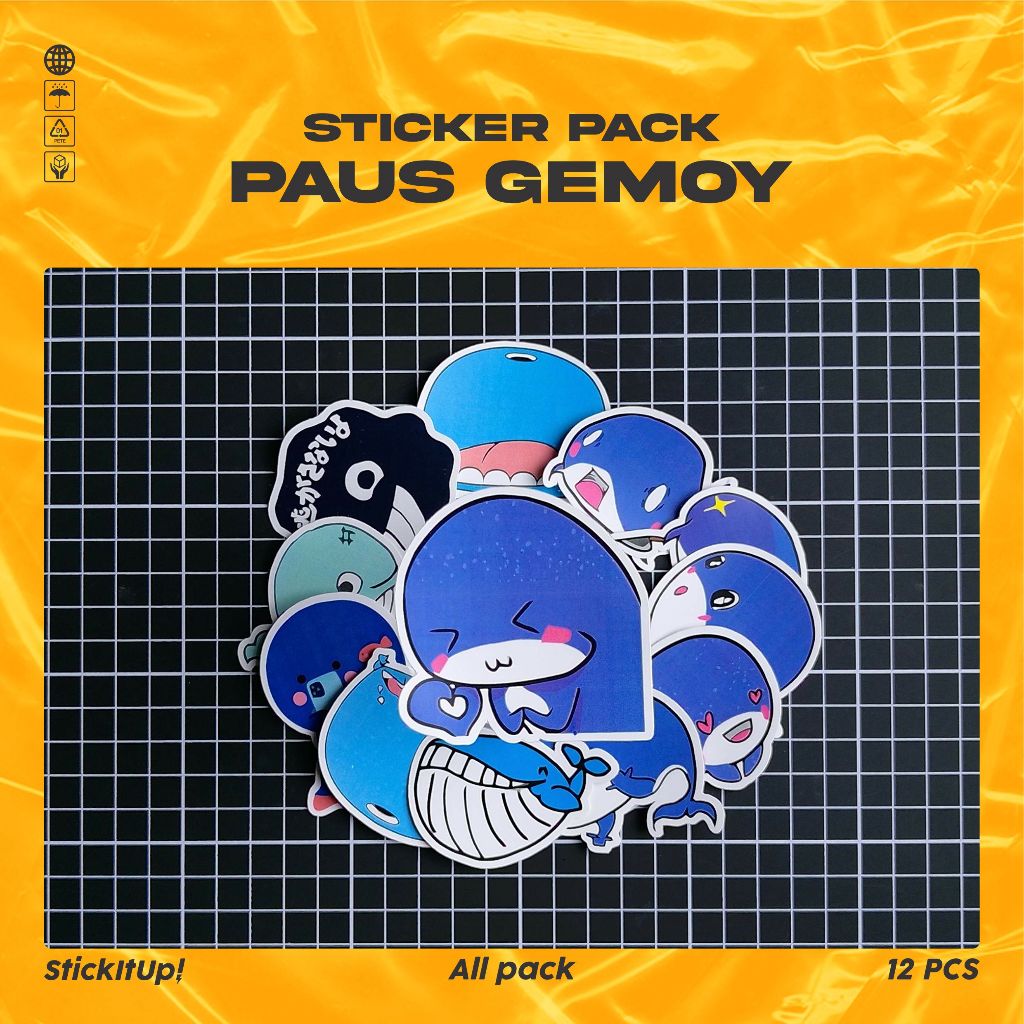 

COD✨ StickitUp Stiker Pack Ikan Paus Lucu Untuk Koper Laptop Skateboard