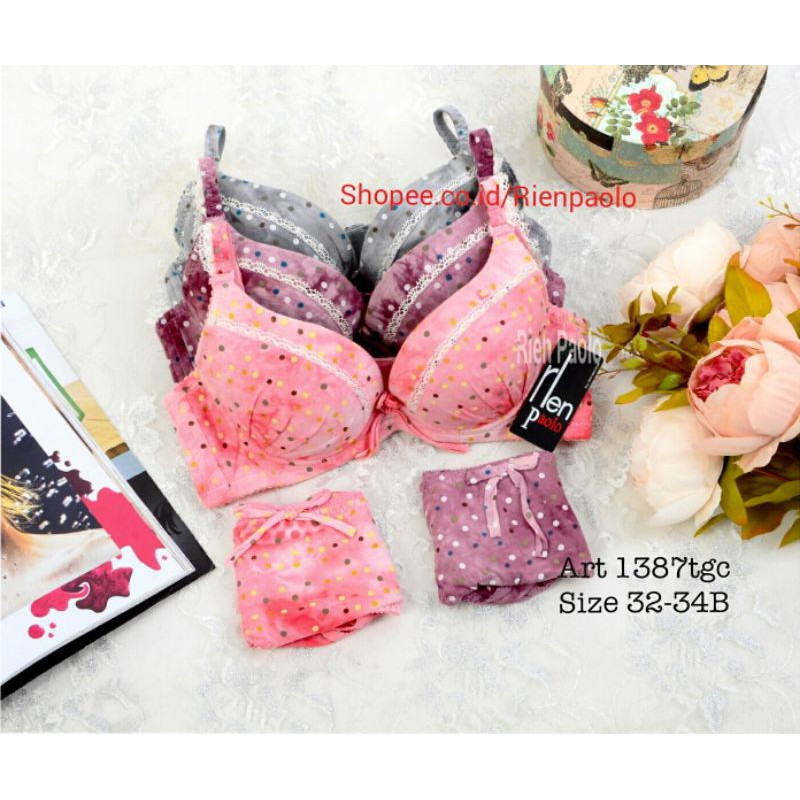 Bra Set Celana Dalam Wanita BH Kawat Premium Motif Lucu Rien Paolo 1387 Tgc