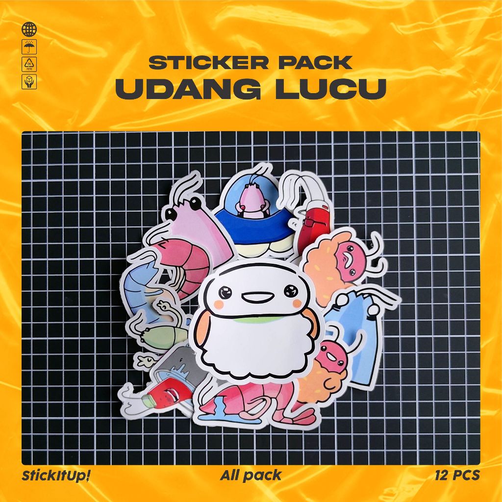 

COD✨ StickitUp Stiker Pack Udang Lucu Untuk Koper Laptop Skateboard
