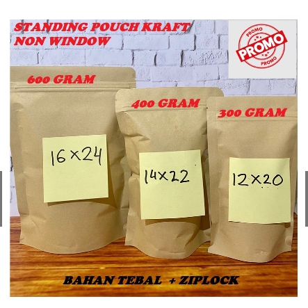 STANDING POUCH KRAFT PAPER NON WINDOW ZIPLOCK EKONOMIS