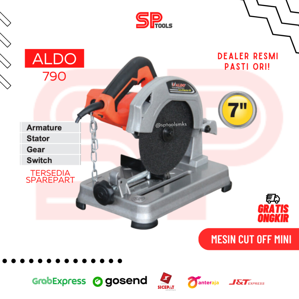 MESIN POTONG BESI CUT OFF / GERINDA POTONG DUDUK 7" 7 INCH ALDO 790