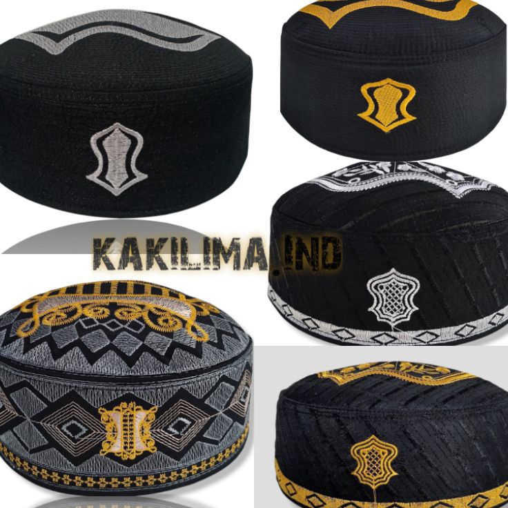 Terlaris TERMURAH Peci Kopiah Songkok Kopeah Hitam Abu Kuning Malaysia Terompah Motif Pintu Aceh Bor