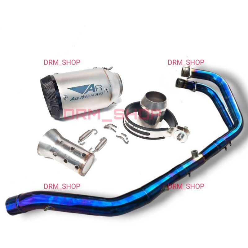 KNALPOT RACING IMPORT AUSTIN RACING SHORT FULLSISTEM HEADER BLUE NINJA250FI CBR250RR MT25 R25 NINJA2