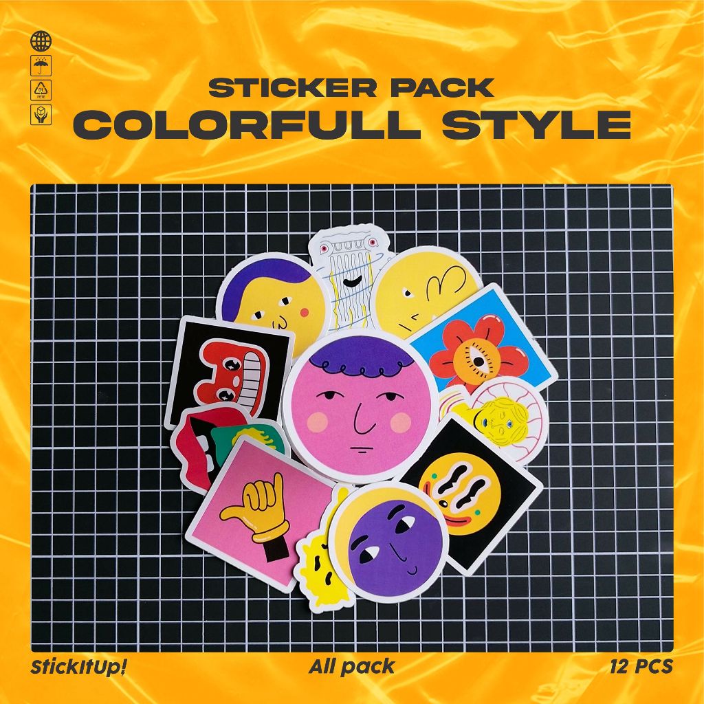 

COD✨ StickItUp Stiker Pack Motif Ilustrasi Penuh Warna Colorfull Lucu Keren Untuk Koper Laptop Skateboard