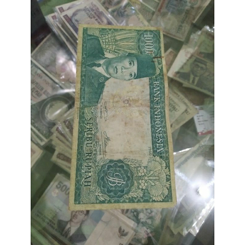 Uang kuno 1000 rupiah soekarno 1960 asli kondisi apa adanya