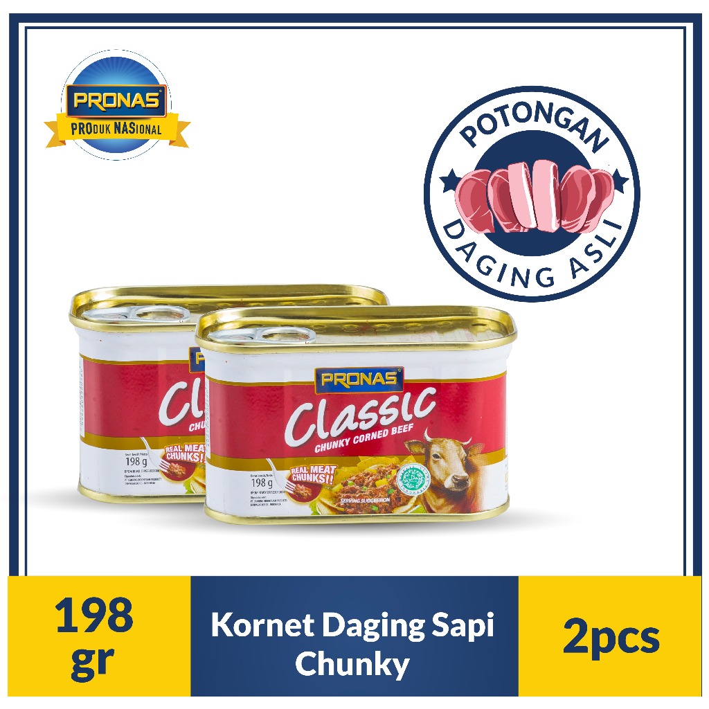 

PRONAS Kornet Sapi dengan Daging Suwir 198 g (CHUNKY) Bundling 2 pcs