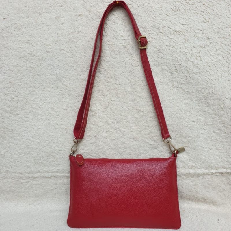 Tas Maroon Wanita Sling Bag Kulit Asli