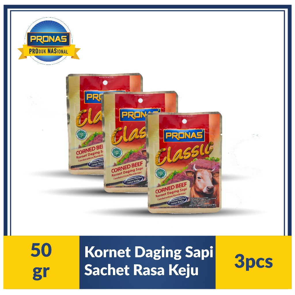 Pronas Kornet Sapi Sachet rasa Keju 50 g bundling 3 pcs