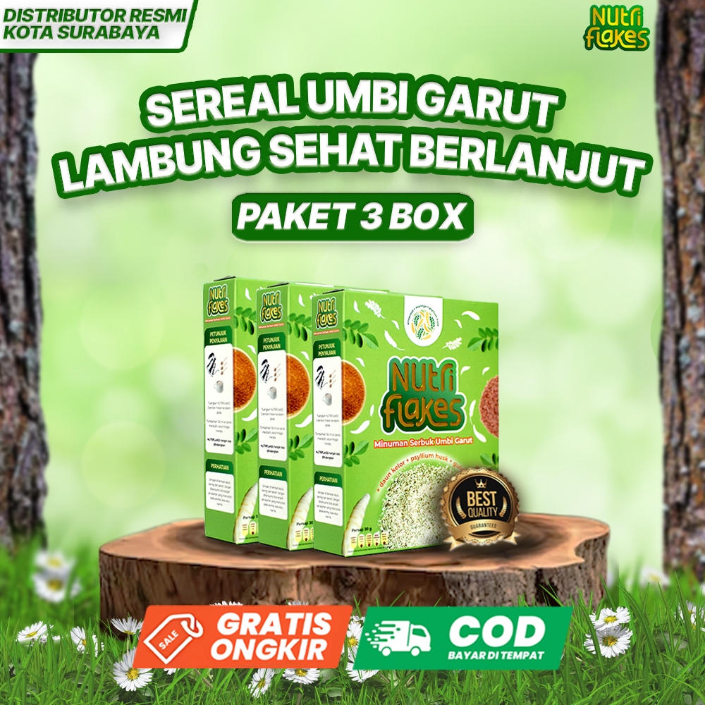 

Nutriflakes 3 Box 100% Original | Sereal Umbi Garut Ampuh Atasi Asam Lambung dan Sehatkan Saluran Pencernaan