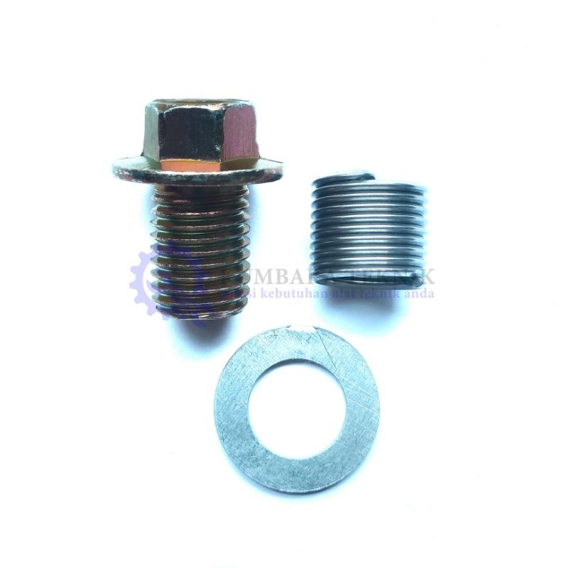 BAUT 17 TUTUP OLI STD SET RECOIL HELICOIL M12 STAINLESS STEEL