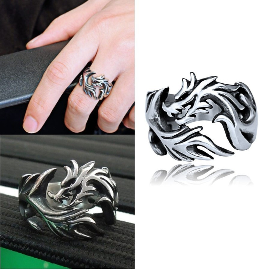 Cincin Pria Naga Api / Fire Dragon Ring For Men / Cincin Naga Adjustable