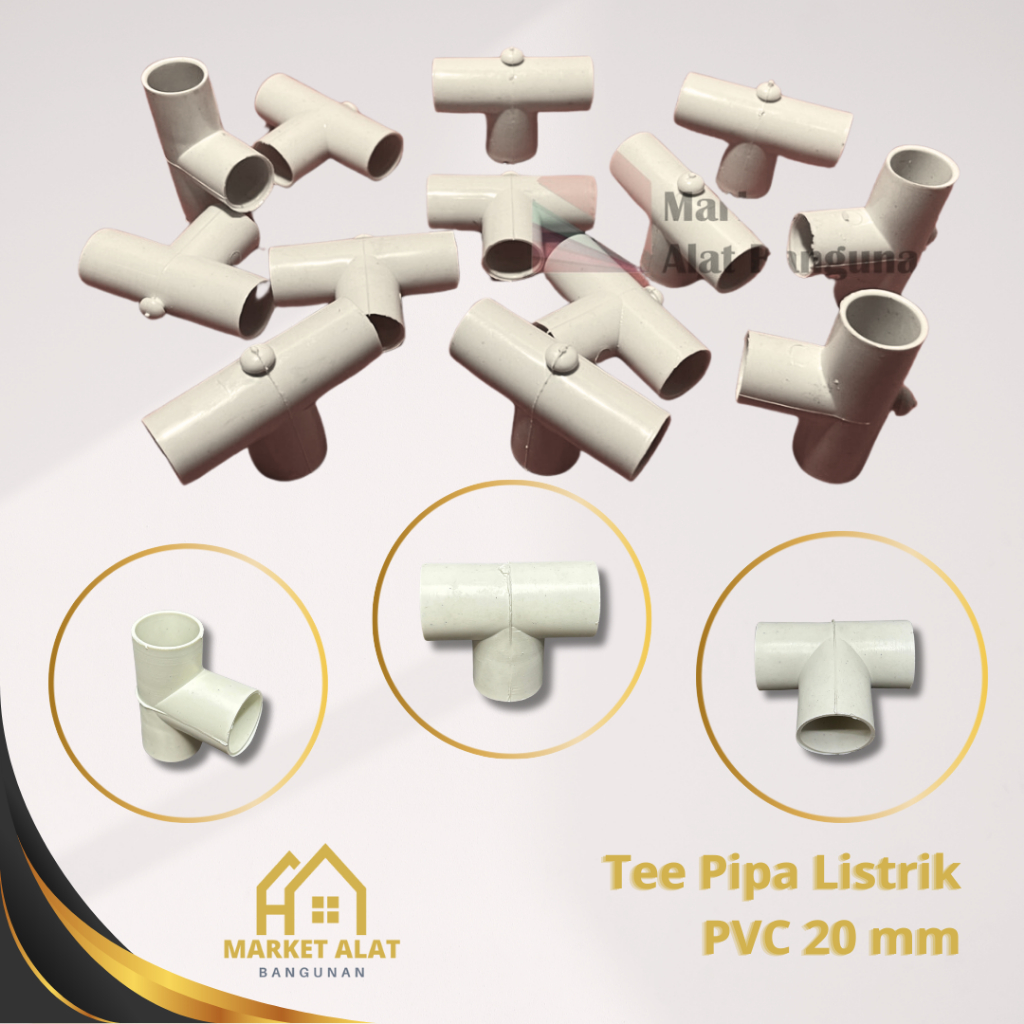 Tee Pipa Listrik PVC 20mm / Sambungan Pipa Listrik Conduit T 20 mm Plastik