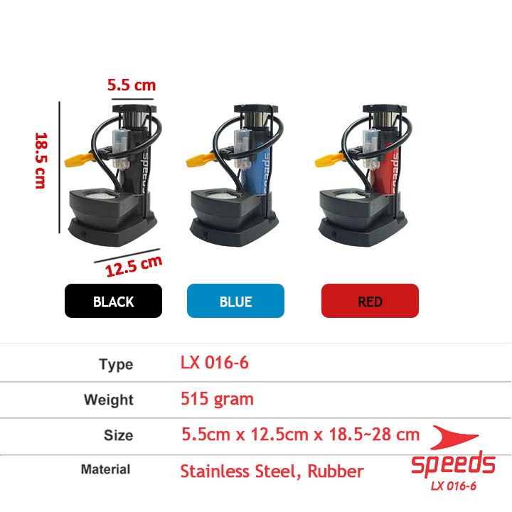 SPEEDS Pompa Ban Mini Foot Pump Portable High Pressure Pompa Angin Kaki Untuk ban mobil 016-6 Image 9