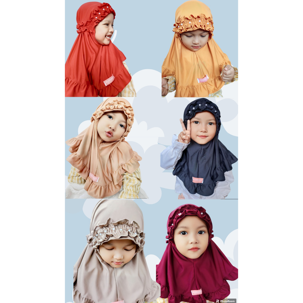 Kerudung anak lucu mutiara usia 1 sampai 4 Tahun