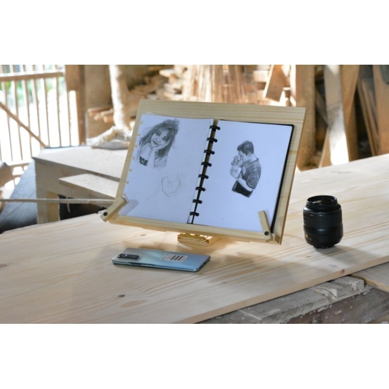 

Easel Meja Baca Kayu stand buku, lukisan dll