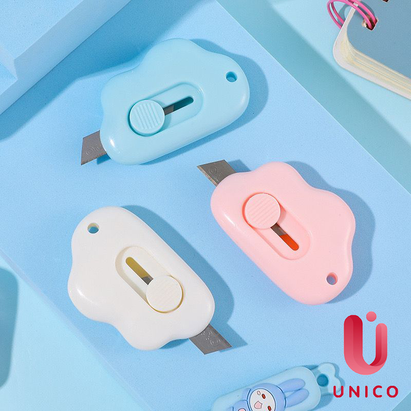 

UNICO Cutter Mini Lucu Bentuk Awan / Pisau Kecil Bentuk Awan / Pisau Pemotong Mini Lucu / Travel Cutter Mini