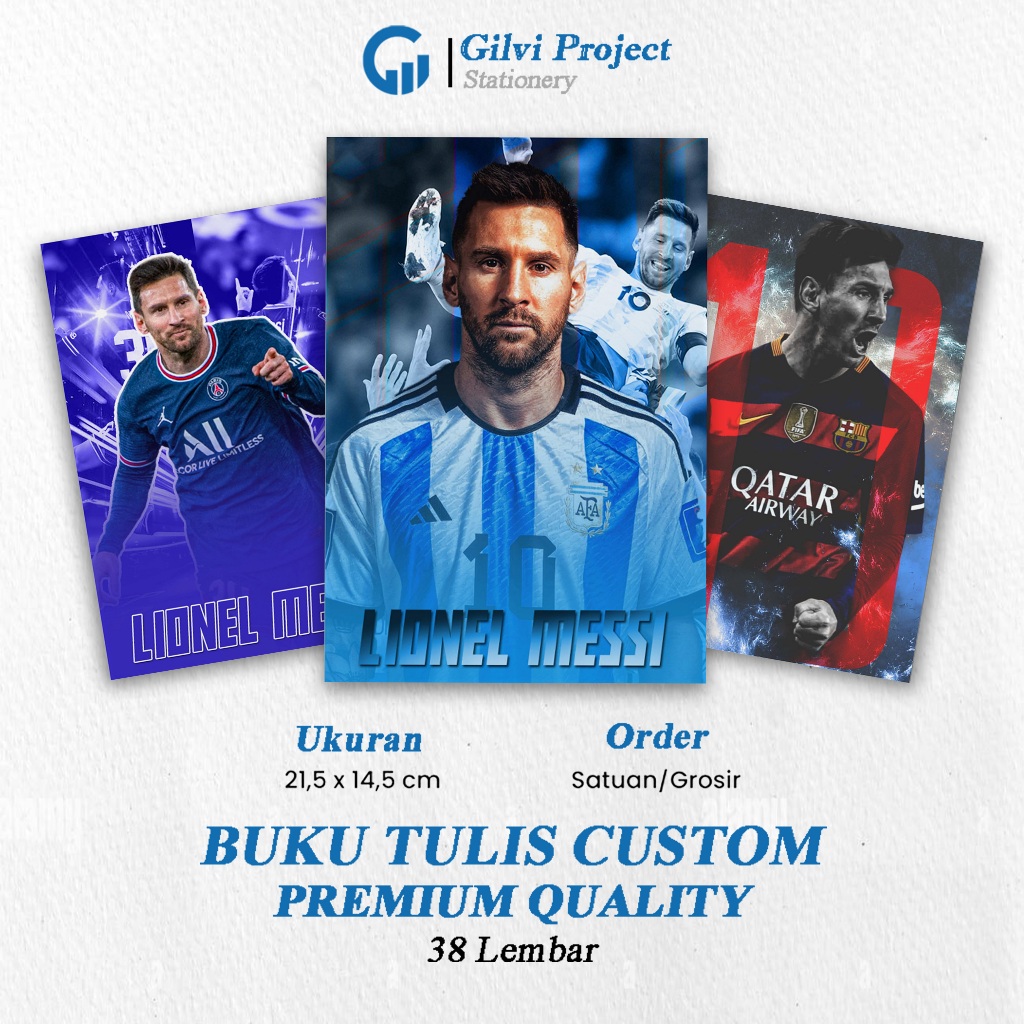 

Buku Tulis Lionel Messi / Buku Tulis Sekolah / Buku Tulis Catatan Notes Agenda Planner Jurnal Notebook Anime