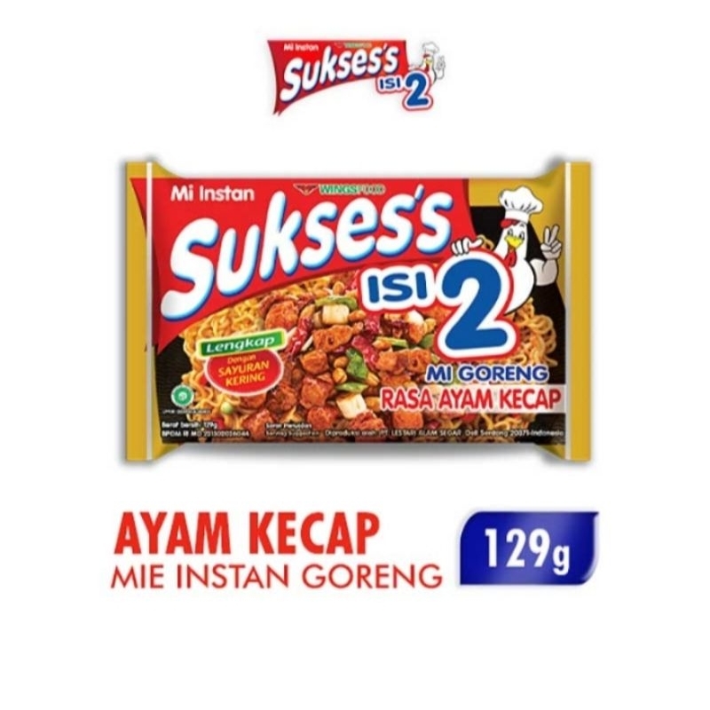 

Suksess Mie Instant Goreng Rasa Ayam Kecap Kemasan isi 2 netto 129 gram