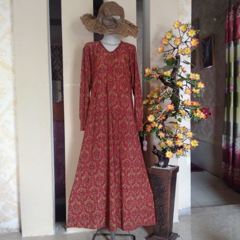 Gamis motif batik sultan bahan Jersey