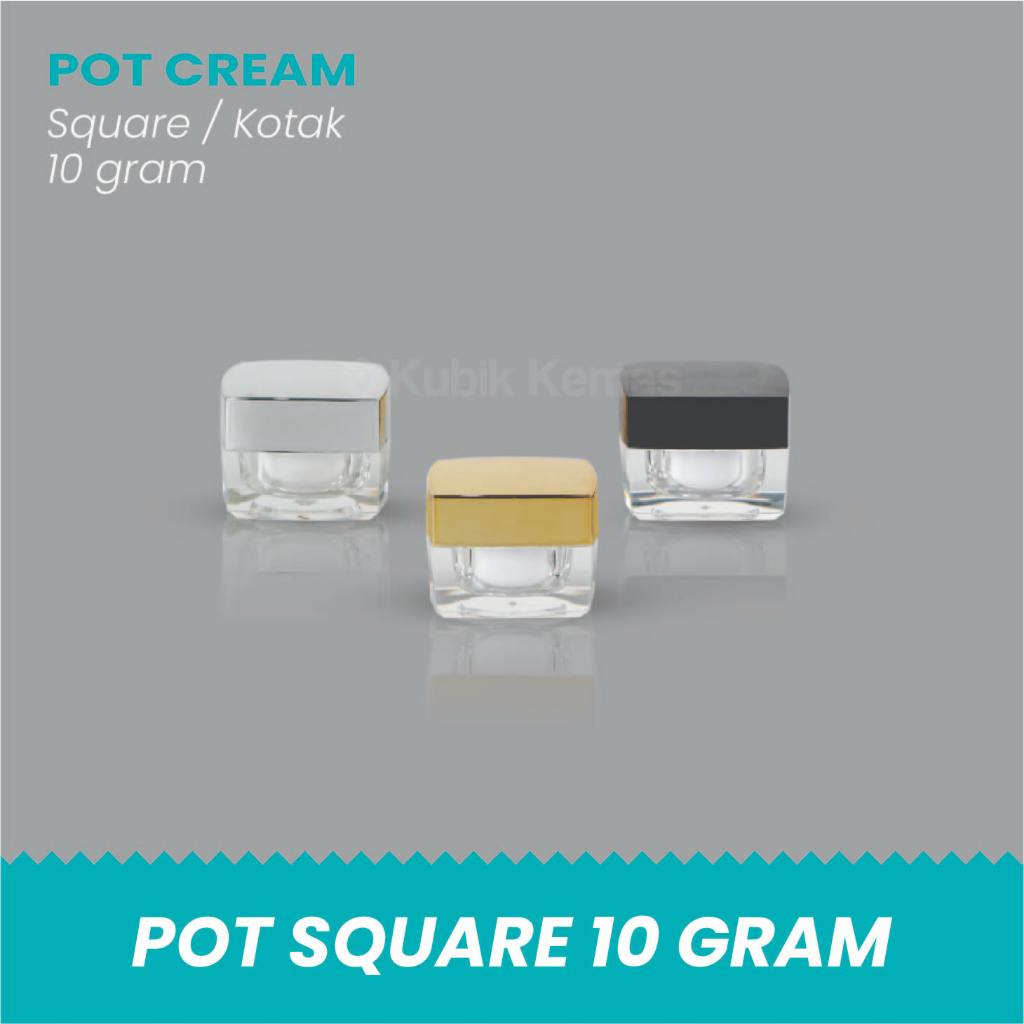 Pot Cream Acrylic 10 gr Kotak / Pot Acrylic 10gr /Pot Cream 10 gr Square Gold Silver Black