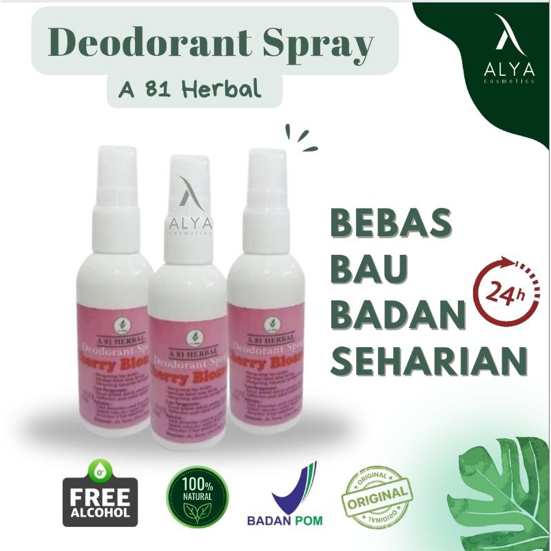 [BPOM] Abi herbal Deodorant spray A81 HERBAL deodorant tawas cair CHERRYBLOSSOM