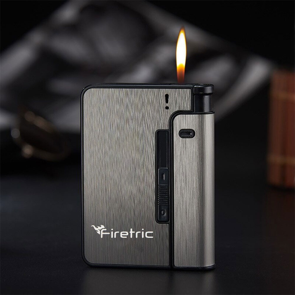 Firetric Barang Unik Kotak Rokok Cigarettes Case with Lighter Slot JD-YH001 Gray | Kotak Tempat Wada