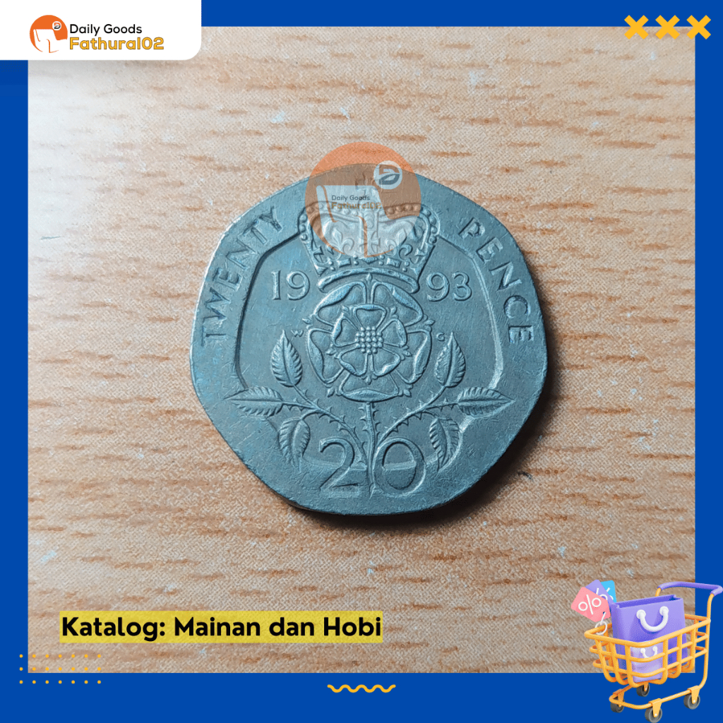 Uang Koin Kuno Luar Negeri 20 Pence Inggris Emisi Tahun 1993