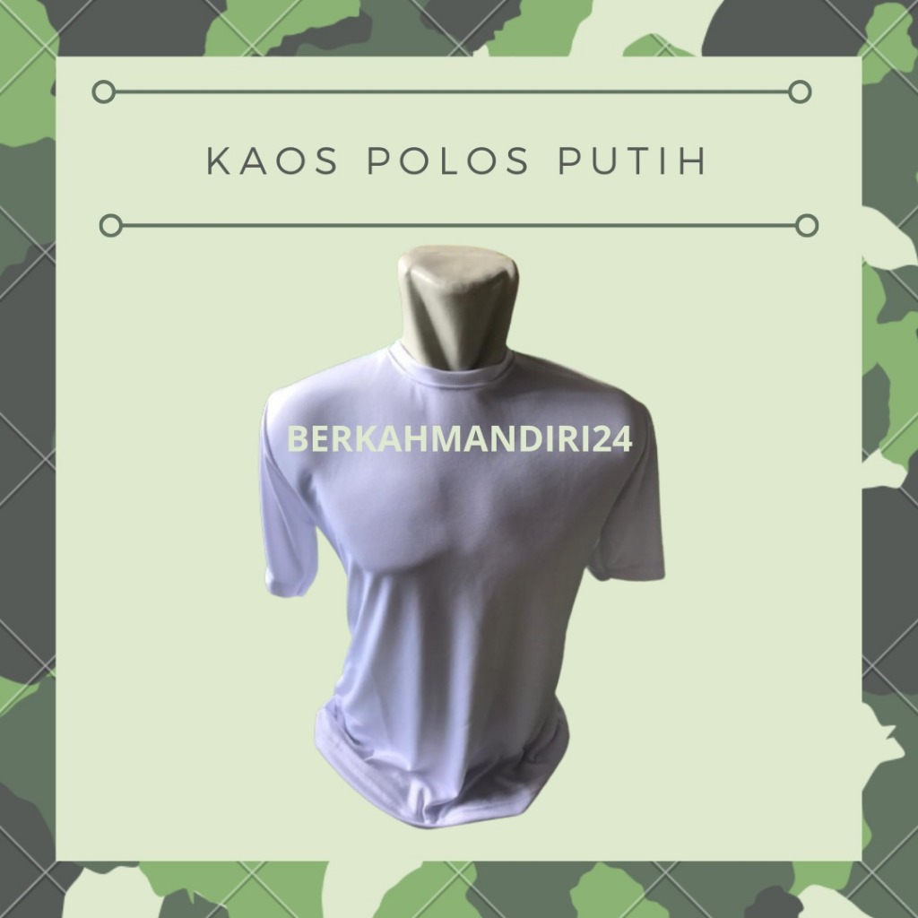 Kaos Oblong Putih Polos Pendidikan TNI Polri Dryfit Premium Pria Wanita