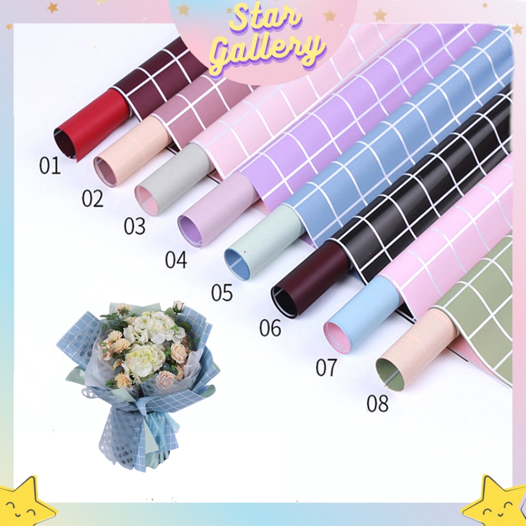 

Kertas Bunga Buket Motif Kotak Shimmer Flower Wrapping Paper Cellophane Kertas Buket Florist KB6084