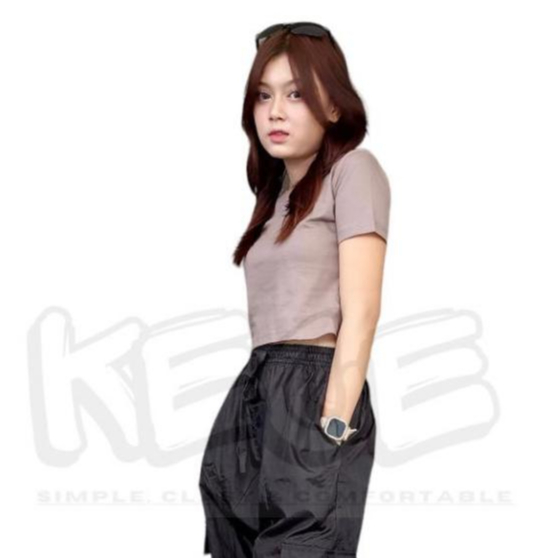 KAOS CROP TOP kerah O KAOS CROP TOP WANITA CROP TEE KOAS POLOS WANITA COTTON COMBED 30 s(KAOS RUMAHA