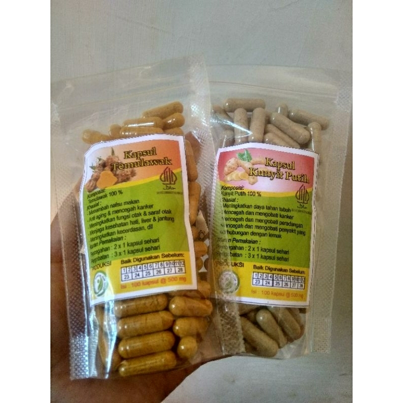 kapsul kunyit putih /kapsul temulawak/kunyit putih kapsul 100butir/temulawak kapsul 100butir/kapsul 